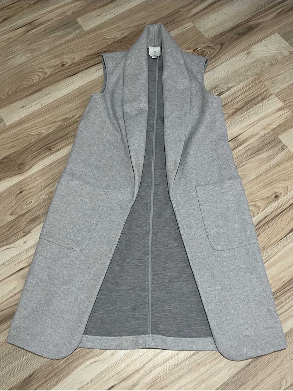 Joie Light Gray Sleeveless Open-Front Knit Shawl Vest